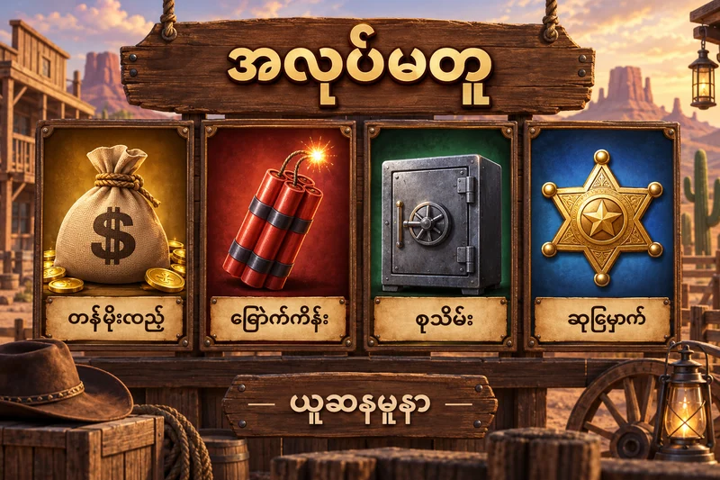 Cowboy ပုံစံ bonus အပြင်ဘက် အိတ်၊ ဒိုင်းနမိုက်၊ မီးခံသေတ္တာနှင့် တံဆိပ်တို့၏ အလုပ်ကို ခွဲပြသော AI သရုပ်ဖော်ပုံ