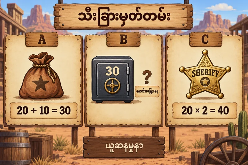 သီးခြားယူဆနမူနာ အိတ် 20 ပေါင်း 10၊ စုသိမ်းသည့် 30 နှင့် တံဆိပ် 20 အမြှောက် 2 ကို ခွဲပြသည့်ဇယား