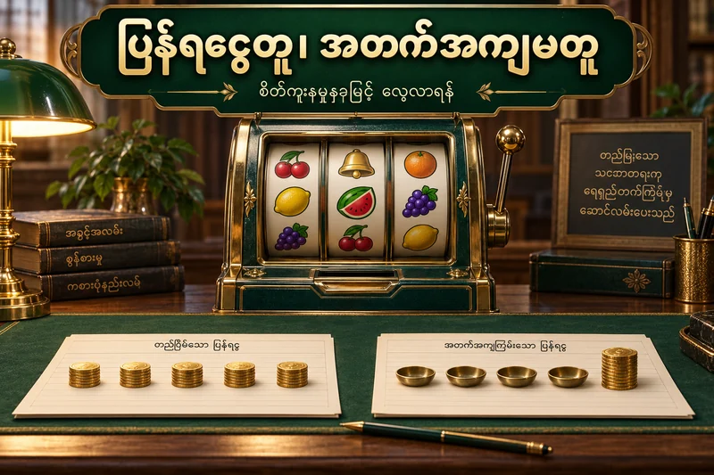 စိတ်ကူးစလော့စက်ရှေ့တွင် ပြန်ရငွေပုံစံနှစ်မျိုးကို ဒင်္ဂါးစုများဖြင့် သရုပ်ဖော်ထားသောပုံ
